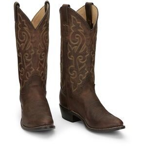 Justin Boots Buck 13” Western Brown Cowboy with Round Toe and Design | Mens 11D